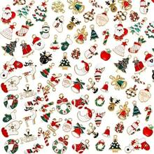 30pcs Random Assorted Cute Christmas Pendant Set - Mini Alloy DIY Pendants For Necklace, Bracelet, Earrings And Other Handmade Decorations - Santa Claus, Reindeer, Snowman Designs, Suitable For All Seasons - Christmas - View 2