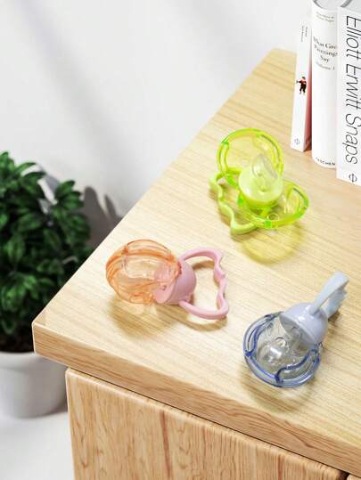 KUNT Set de 1 pieza/2 piezas de chupete a prueba de polvo con forma de concha para bebé, diseño redondo para el día/plano para la noche con cadena de chupete, chupete de silicona apto para uso diario, a prueba de caídas y polvo