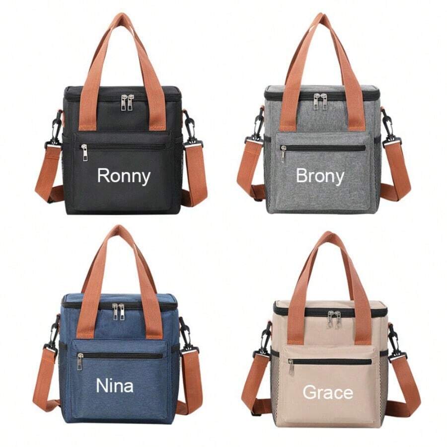 [Nome personalizado] Bolsa de almoço portátil com nome de equipe personalizado, caixa Bento de camada dupla de grande capacidade, bolsa térmica para piquenique ao ar livre, bolsa com isolamento térmico, ideal para presentes de feriados e almoços escolares