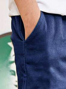 1pc Teen Boys Casual Cargo Pants, Minimalist Street Style Outdoor Trousers, Spring/Autumn - Blue - View 5