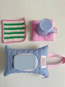 1 Vỏ hộp khăn giấy trên ô tô, Túi treo khăn ướt màu pastel dễ thương cho xe đẩy em bé (Lưu ý: Sản phẩm này không bao gồm vỏ, chỉ bao gồm hộp khăn giấy) - Túi treo đựng khăn giấy - Xem 8