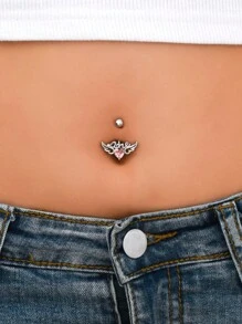 迷人的翼狀穿孔肚臍環,適用於女性聚會/假日裝飾 - 銀色 - 查看 7