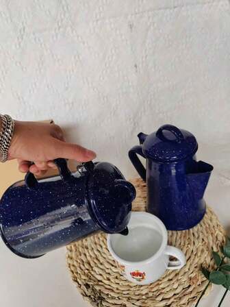 1pc Multi-Color & Multi-Size Enamel Stardry Camping Coffee/Tea/Milk Pot, For Outdoor Picnic & Campfire, Boiling & Cold Water