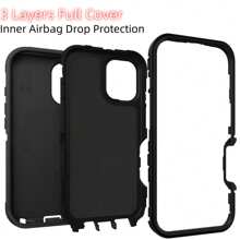 FOGEEK Custodia protettiva per iPhone 17 Pro Max, aggiornata, 3 in 1, resistente agli urti, anti-caduta, antiscivolo - nero - Visualizzare 8