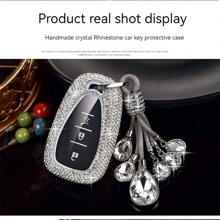 Fashion Luxury Sparkling Rhinestone Key Fob Cover With Keychain Lanyard For Chevrolet For Chevy For Malibu For Equinox For Traverse For Camaro For Cruze For Blazer 4 5 Buttons Smart Key - Pink+Angel pendant - View 10