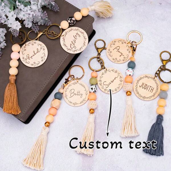 1pc Personalized Boho Keychain For Women, Beaded Name Keychain, Gifts For Her, Personalized Gifts, Backpack Tag, Purse Tag,Christmas Gifts