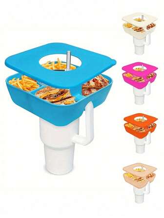 40 盎司宽口杯带盖零食碗，可重复使用的零食托盘配件，非常适合夏季旅行、野餐和聚会