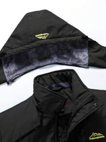 Giacca in pile con cappuccio staccabile, impermeabile e antivento con fodera in pile, per tenersi al caldo all'aperto, abbigliamento invernale uomo spesso