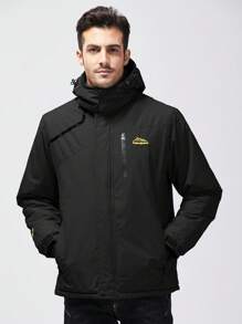 Giacca in pile con cappuccio staccabile, impermeabile e antivento con fodera in pile, per tenersi al caldo all'aperto, abbigliamento invernale uomo spesso