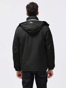Giacca in pile con cappuccio staccabile, impermeabile e antivento con fodera in pile, per tenersi al caldo all'aperto, abbigliamento invernale uomo spesso
