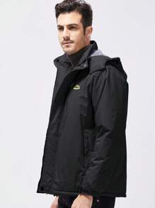 Giacca in pile con cappuccio staccabile, impermeabile e antivento con fodera in pile, per tenersi al caldo all'aperto, abbigliamento invernale uomo spesso