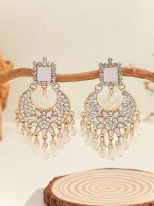 1 对优雅魅力手镯耳环，带水晶钻石、珍珠流苏，奢华珠宝配饰，适合女性日常、节日、婚礼和派对佩戴/珠宝礼物 - 多色 - 查看 6