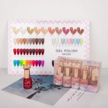 JR JR 10pcs 12ml Gel Nail Polish Set Including Red Pink Nude Gel Polish Kit UV LED Soak Off Polish Home DIY Top Coat Base Coat Gifts For Girl