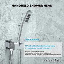 12 Inch Shower System With Tub Spout, 3 Function Bathtub Shower Faucet Set, Wall Mounted Bathroom High Pressure Shower Head With Handheld Sprayer Rough In Valve Body And Trim - Chrome - View 3