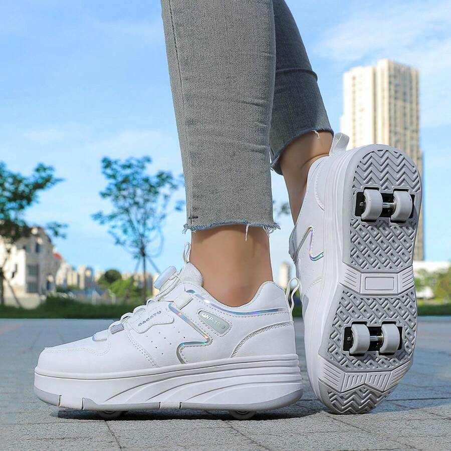 Girls And Teenagers Roller Skates, Detachable 4 Wheels Shoes, Suitable