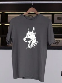 Dobermann Old School T-Shirt Stylish Skate Streetwear Skater Tumblr Various Colors 100% Cotton - 深灰色 - 查看 1