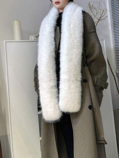1 件蓬松围巾，时尚柔软毛绒长围巾披肩，适合派对、典礼等场合