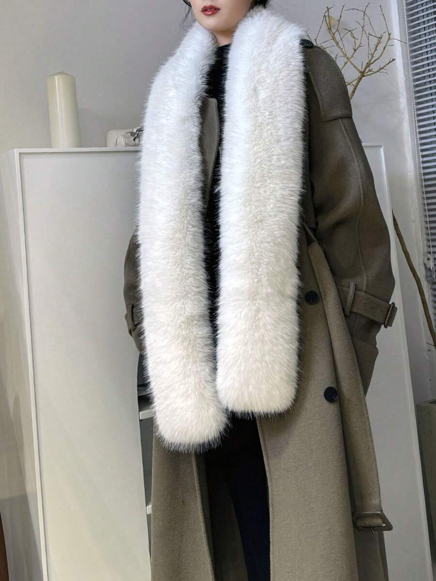 1pc Fluffy Scarf, Fashionable Soft Fuzzy Long Scarf Shawl, Warm For Party, Ceremony