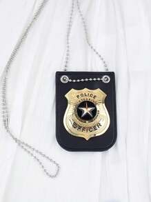 1个锌合金和皮革材质装饰警徽。新款时尚仿警徽，男女皆宜，圣诞节适用 - 銀色 - 查看 6