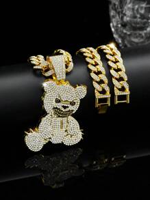 1 Stück Hip Hop Miami Männer Bären Anhänger Halskette, Ketten Punk Schmuck