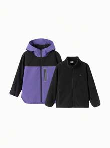 Balabala Girls' Hooded Jacket Set Stylish Spring 2024 Outerwear - Purple - View 4