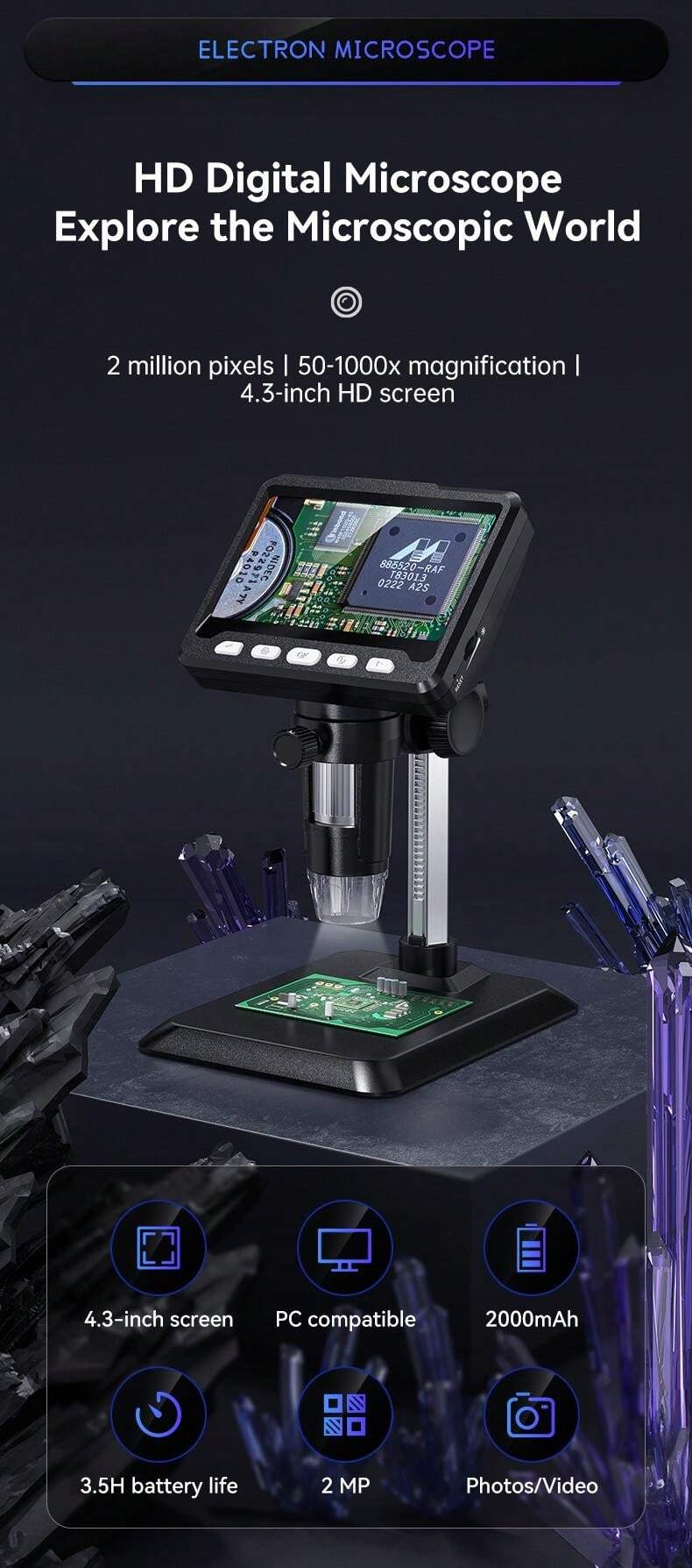 inskam 4.3 Inch IPS HighDefinition LCD Display Digital Professional