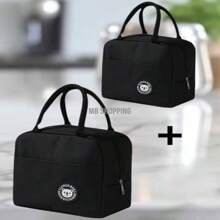 KIT 2 Portable Thermal Bag Lunch Box Toiletry Bag Lunch Box With Thermal Insulation Premium Travel - màu đen - Xem 1