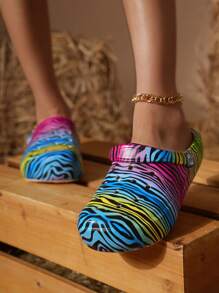 CIVHOM Women's Tie-Dye Clogs, Slip On Round Toe Lightweight Platform Casual Garden Shoes, Summer Comfy Beach Slides