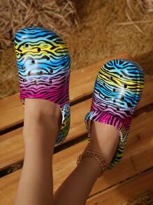 CIVHOM Women's Tie-Dye Clogs, Slip On Round Toe Lightweight Platform Casual Garden Shoes, Summer Comfy Beach Slides