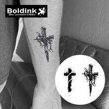 Boldink Temporary Tattoo Technology, Cross Inspired Design, Waterproof & Realistic, Easy Application, Lasts 1-2 Weeks, Ideal For Beginners, Real Tattoo Effect, Minimal Tattoo Sticker - Black - View 2