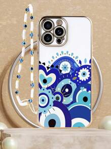 1pc White TPU Metallic Eye Graphic Shockproof Phone Case And 1pc White Eye Lanyard, Compatible With IPhone/Matching Phone Case/Phone Case With Strap/Wrist Strap Phone Case/Fun Phone Case/Android Phone Case/Compatible With OPPO Phone Case, Compatible With IPhone 16 Pro Max 15 Pro Max/ Phone/Compatible With Redmi Note 11 Pro 4G/Compatible With Redmi Note 12 4G/Compatible With OPPO A54 - Multicolor - View 4