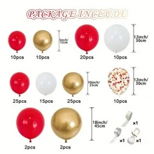 130个红色、金色和多色亮片气球套装，18英寸、12英寸、10英寸、5英寸乳胶气球，适用于婚礼、生日、周年纪念、圣诞节、情人节派对庆祝活动 - 紅色 - 查看 2