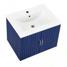 24" Floating Wall Mounted Bathroom Vanity With White Porcelain Sink And Soft Close Doors