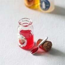 2 piezas de decoración miniatura para diorama de leche, miel, mermelada de fresa y musgo, modelo de juguete de comida a escala 1:12 para casa de muñecas, regalo de Navidad