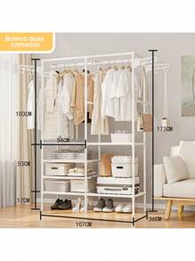 Clothes Rack Floor Hanger Shoe Rack Multipurpose Organizer Stainless Steel - 三排吊架 - 查看 8