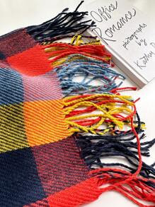 街头格子印花围巾优雅围巾适合休闲周末穿着冬季秋季