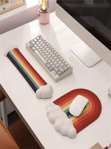 1PC Tấm lót chuột silicon hình đám mây cầu vồng bằng mút hoạt tính kê cổ tay cho bàn phím Cô gái dễ thương văn phòng chống thấm nước - Nhiều màu - Xem 13