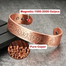 Pure Copper Magnetic Bracelets For Men Women Adjustable 15.5mm Wide Cuff Bangles Vintage Health Energy Magnet Jewelry