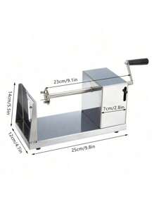 HaroldDol Stainless Steel Manual Tornado Spiral Potato  Spiral Potato Slicer Chipper Potatoes Chips  Machine Kitchen Tool Silver The Best Gift/Present For Family&Friends Happy Christmas - Silver - View 2