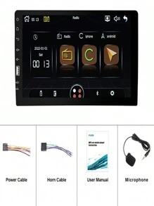 1 Din Car Radio 9" CarPlay Compatible With Android Auto EQ Mirrorlink Car MP5 Player FM+12led Rear camera+Mic - Black - View 7