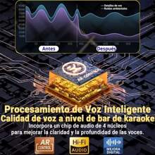 Karaoke Para Niños Con 2 Micrófonos Inalámbricos Con Bocina niñas y niños de 4, 5, 6, 7, 8, 9, 10, 12 años o talla grande, fiesta de Navidad (rosa) Útiles escolares - Celeste - Ver 5