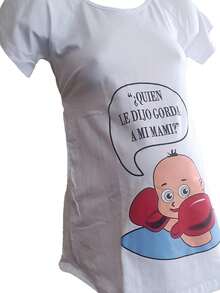 Playera Estampada Maternidad Premama Guantes - Blanco - Ver 2