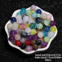 50 hạt nhựa lấp lánh hình thiên hà 8mm dạng tròn dùng để làm đồ trang sức, vòng tay, khuyên tai, vòng cổ, phụ kiện DIY - Hạt - Xem 15