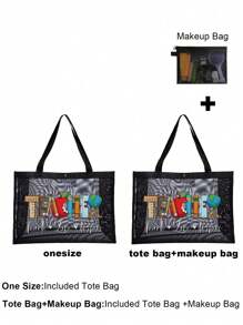 Bolsa del Día del Maestro, resistente al agua, bolsa de playa gráfica portátil de gran capacidad con malla, bolsa de tote, para adolescentes, mujeres, estudiantes universitarios, trabajadores de cuello blanco, un regalo perfecto, ideal para la escuela, al aire libre, viajes, salidas, regalo para maestros. De gran capacidad, ligera, portátil, adecuada para adolescentes, mujeres, estudiantes universitarios. Perfecta para volver a la escuela, universidad, escuela intermedia, escuela secundaria. Mejor regalo de Navidad, Acción de Gracias para maestros, Mejores regalos para maestros en Navidad - Negro - Ver 4