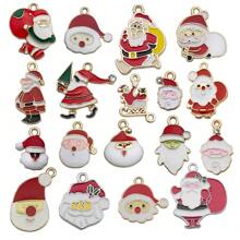 30pcs Random Assorted Cute Christmas Pendant Set - Mini Alloy DIY Pendants For Necklace, Bracelet, Earrings And Other Handmade Decorations - Santa Claus, Reindeer, Snowman Designs, Suitable For All Seasons - Christmas - View 8