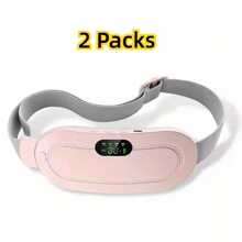 2pcs Heating Waist Belt For Menstrual Cramps Relief, Portable Cordless Heating Waist Pad For Stomach With 3-Speed Temperature Adjustment And 4-Speed Massage Modes, Portable Electric Fast Heating Belly Wrap Belt For Women - Pink - View 1