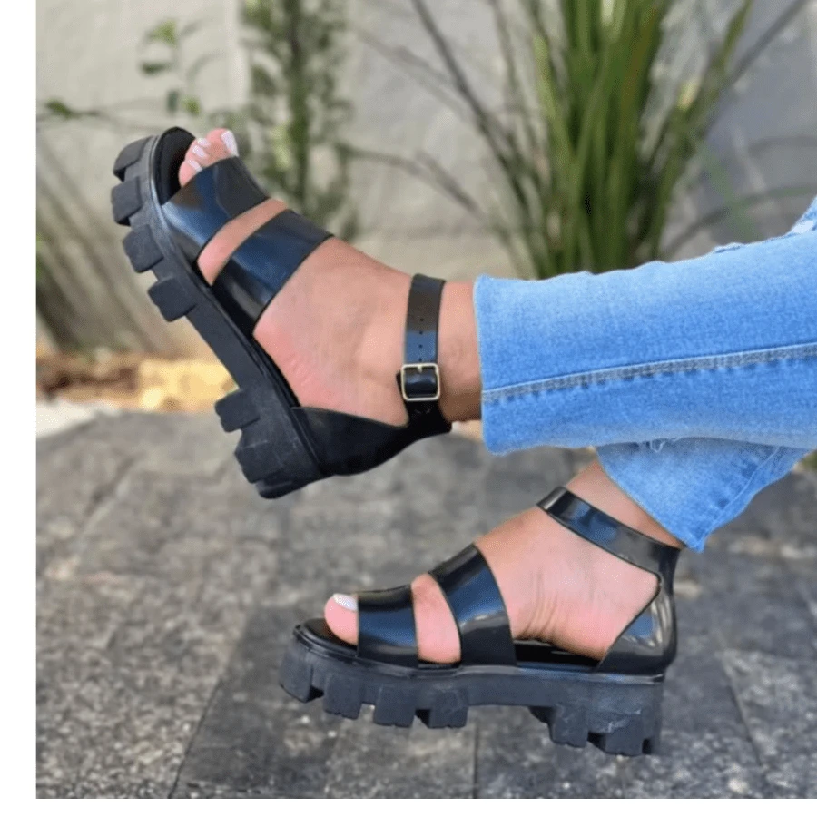 WOMEN'S SANDAL, TRACTORED MODEL, FASHION TREND, Launch 2024. - màu đen - Xem 1