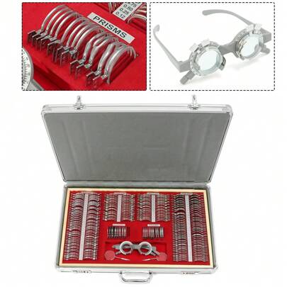 kangten Metal Optometry Optical Trial Lens Set Optometrie Metallrand Linse Optisches Testlinsen-Set Optometrie-Kit Metallrand-Testrahmen Messbrille Augenoptiker Mit Testrahmen Probelinsenrahmen 266Optisch