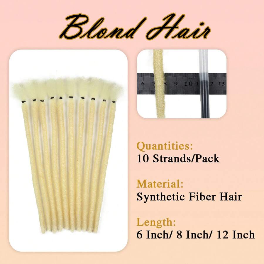 10 Strands/Lot Blonde Dreadlock Extensions For Women & Men 6/8/12 Inch