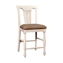 Set Of 2 Sabrina Cottage Counter Height Chair With Fabric Cushion | Tan And White - 白色 - 查看 2